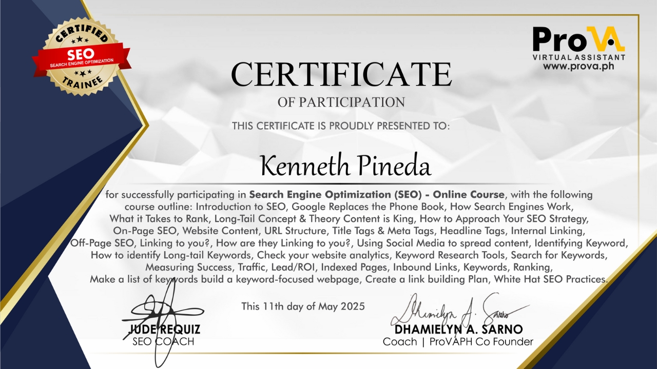 SEO Optimization Certificate